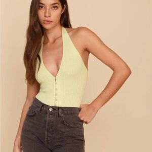 Reformation Light Green Pia Halter Top